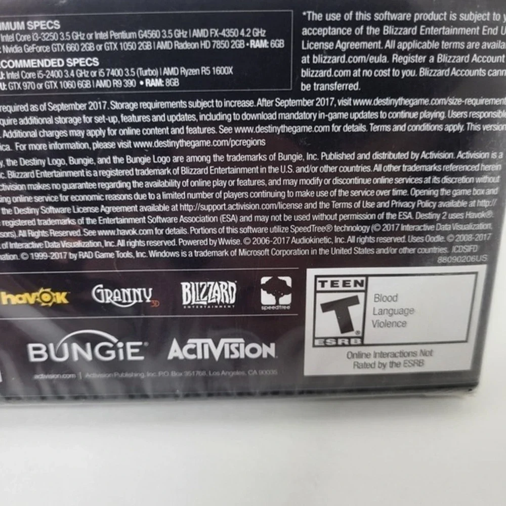 Destiny 2 PC Game Download Only‎ Bungie Activision New Sealed 2017